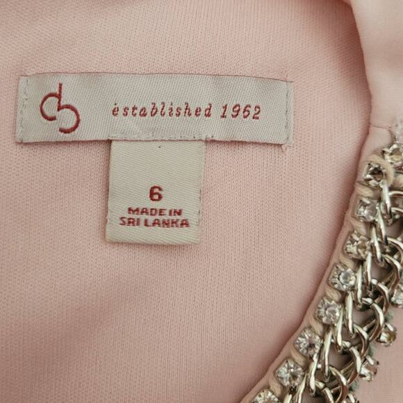 Blush Pink Chain Collar Tiered Dress DB EST 1962 Sz 6 Minimalist Cocktail Party - Picture 6 of 9